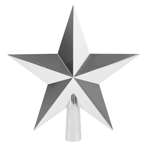 Image of SULOLI Christmas Tree Star Silver,Silver Christmas Tree Topper for Xmas Tree Star Topper