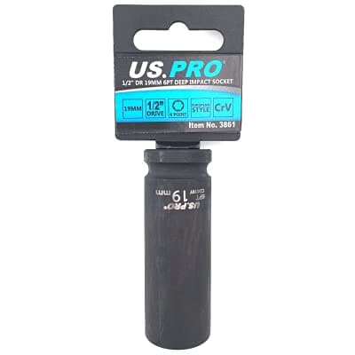 Image of US PRO Single 19mm Deep Impact Socket Metric 1/2" Drive 3861