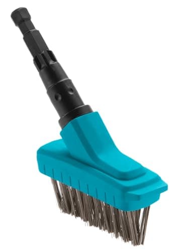 Image of GARDENA combisystem Joint Brush M: Ideal garden assistant for easy removal of moss from paving joints and wall edges; with scraping edge, steel bristles and the brush head of plastic (3605-20)