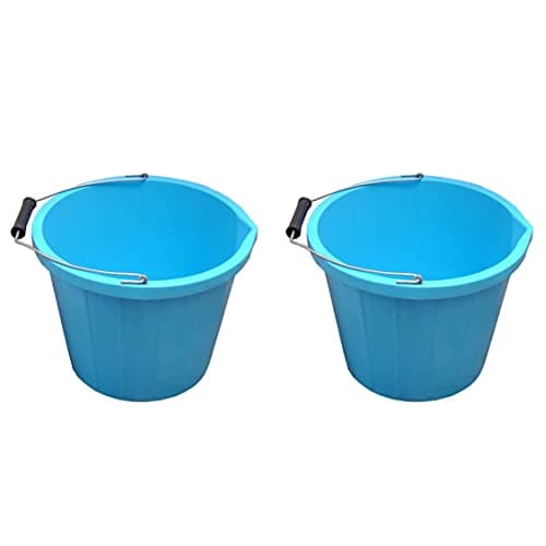 Image of M1SS Set of 2- Blue Plastic Builders Bucket 3 Gallon 14 Litre Water Mixing Storage Strong with Measuring Guide, Handle And Spout (Made in U.K)