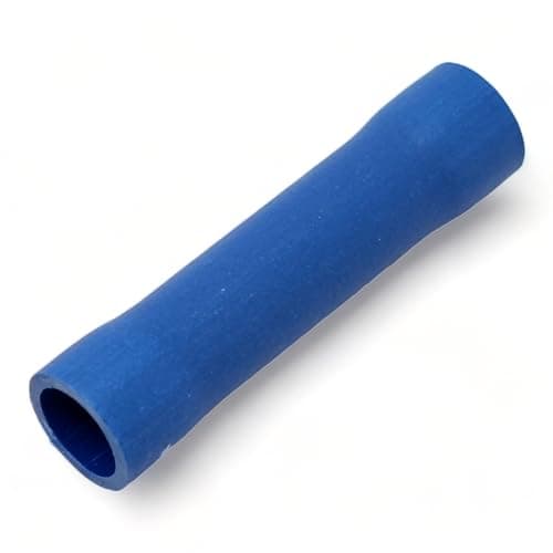 Image of 100 Pack Insulated Straight Butt Connectors Electrical Wire Crimp Cable Terminals (Blue 4.0mm)