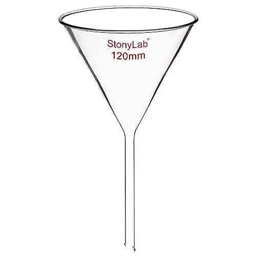Image of stonylab 1-Pack Glass Funnel, Heavy Wall Borosilicate Glass Funnel, 120mm Diameter and 120mm Stem Length