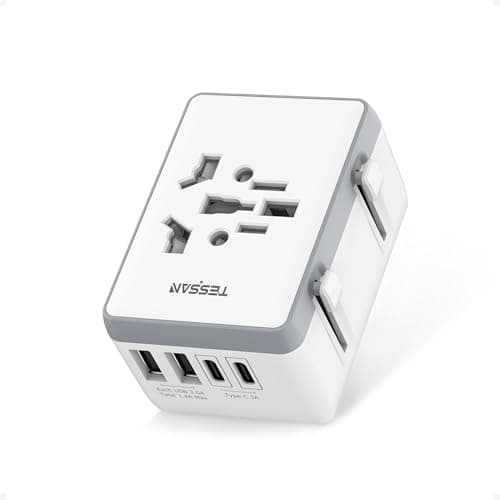 Image of TESSAN Universal Travel Adapter with 2 USB C and 2 USB A, International Travel Plug UK to World, Worldwide Essentials Plug Adaptor for Multi Countries EU, USA, UK, AUS, Japan, Thailand, Vietnam