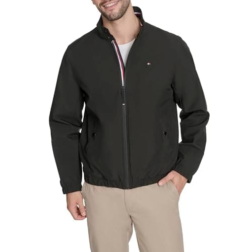 Image of Tommy Hilfiger Men's Stand Collar Jacket, Black, XL