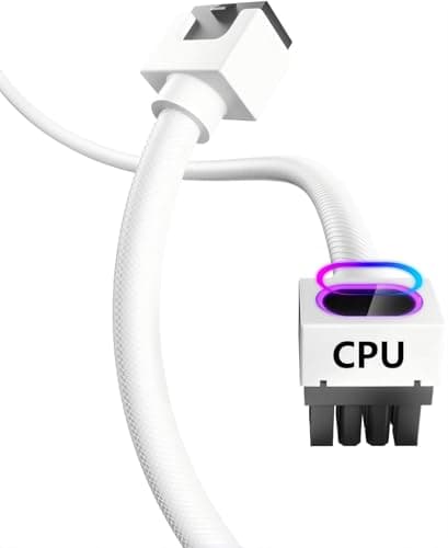 Image of AsiaHorse Hydrus 8-Pin CPU Extension Cable [FOR CPU ONLY], EPS 12V Power Cable (NOT FOR GPU), 18AWG Sleeved, 5V 3-Pin ARGB Sync - White