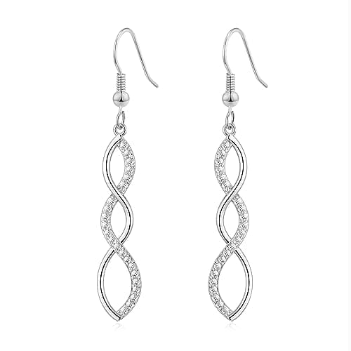 Image of Philip Jones Silver Plated Twist Drop Earrings Created with Zircondia® Crystals