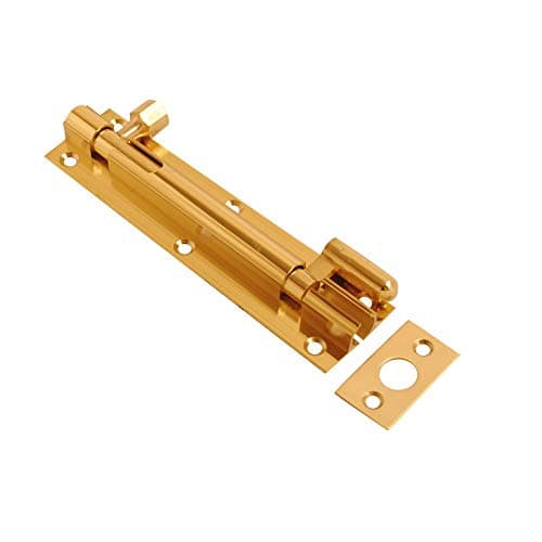 Image of Vibe 38mm Barrel Bolt Necked 150mm x 38mm on Brass, Surface Mounted Door Bolt, Sliding Door Lock, Lock Bolts for Securing Internal Doors for Bedrooms, Bathrooms, Storage Units and Cupboards