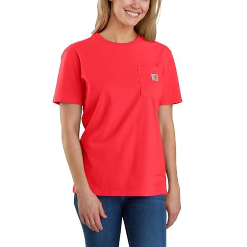 Image of Carhartt Loose Fit Heavyweight Short Sleeve T-shirt K87 Pocket Women Red S