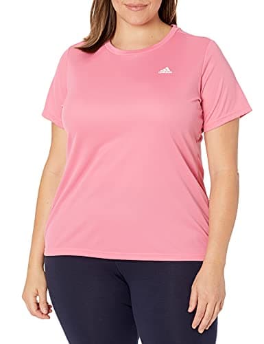 Image of adidas Women's Plus Size AEROREADY Designed 2 Move Sport Tee, Rose Tone/White, 3X