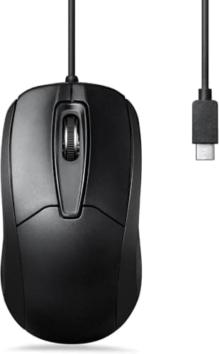 Image of Perixx PERIMICE-209C USB Type C Wired Optical Mouse - 4.9 Ft Cable - 1000 DPI - Black