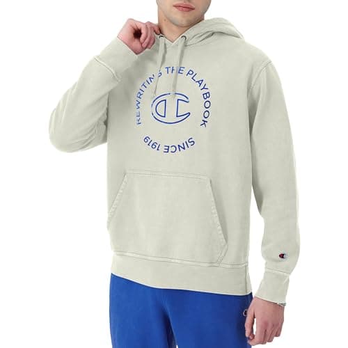 Image of Champion Men's Hoodie, Mineral Dye Graphic Hoodie, Fleece Men's Hoodie Sweatshirt, Autumn Beige Rewriting the Playbook, S