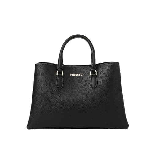 Image of Fiorelli Women's Emery Large Satchel Bag, Stylish Handbag with Grab Handles & Crossbody Strap, Black Faux Leather