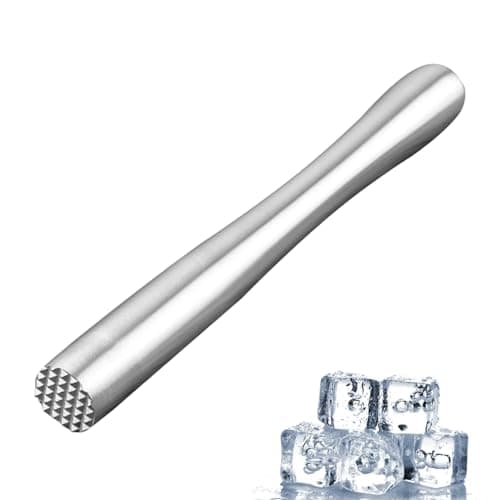 Image of Cocktail Muddler,22.5cm Ice Crusher Stainless Steel Cocktail Muddler,Cocktail Ice Muddler,Crushed Ice Stick,for Bartending Professional and Amateur Alike,Make a Mint Fruit Drink,Bartending.