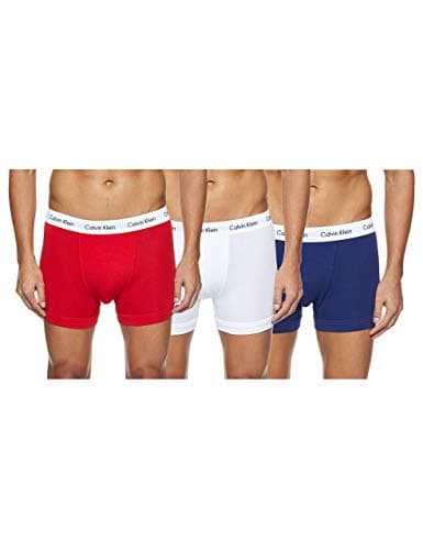 Image of Calvin Klein Men's Trunk, White/Red Ginger/Pyro Blue, S