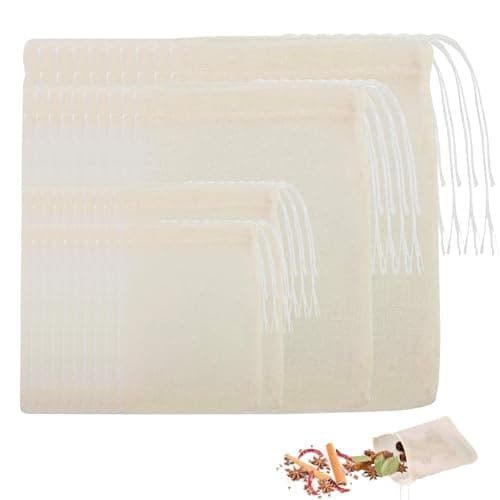 Image of 40 PCS Spice Bags for Cooking, Cotton Muslin Empty Tea Bags, Reusable Mesh Bag with Drawstring Spice Herb Bag for Cooking, Spices Storage, Loose Tea and Coffe(4 Size)