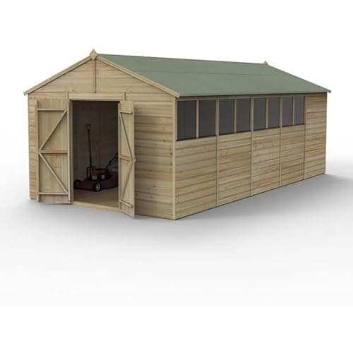 Image of Forest Garden Beckwood 10x20 Apex Shed | 8 Windows | Double Door|25 Year Anti-Rot Guarantee