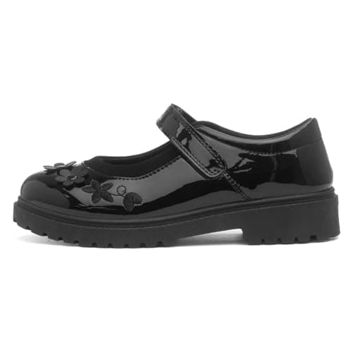 Image of Walkright Catia Girls Black Patent School Shoe - Size 2 UK - Black