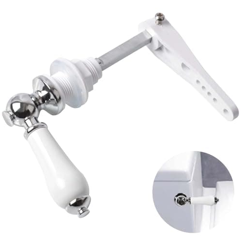 Image of Ceramic Toilet Flush Handle, ProChosen Toilet Flush Handle Replacement Universal Fit Toilet Cistern Handle Chrome Plated Replacement Ceramic Handle Cistern Lever for Toilet Cistern Tank Lever