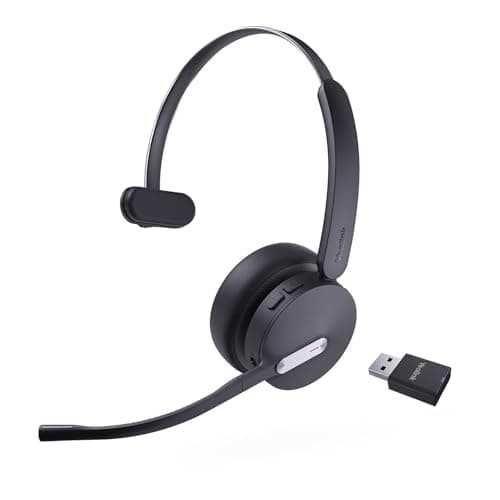Image of Yealink WH64 Hybrid DECT& Bluetooth Wireless Headset with Mic for Work, Bluetooth Headphones with DECT Dongle, 3X Mic, 492ft Range,26H Talk Time, Office Portable Single On Ear Headsets for PC Laptop