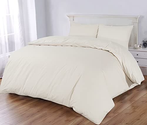 Image of Sapphire Collection 100% Egyptian Cotton 300 Thread Count Duvet Cover With Pillow Case Bedding Set (Double, Cream)