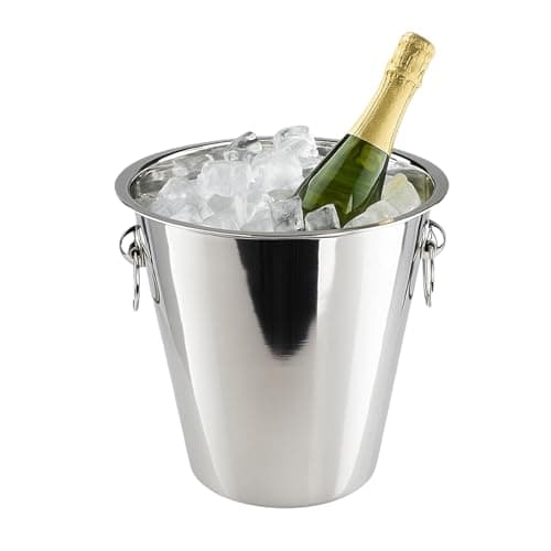 Image of Chabrias 5 Litre Polished Stainless Steel Champagne & Wine Ice Bucket – Durable Double-Wall Drinks Cooler with Carry Handles | Professional Bar & Home Entertaining Bucket