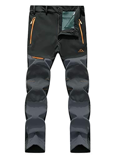 Image of EKLENTSON Men's Softshell Outdoor Trousers, Winter Trousers, Waterproof Windproof Sports Trousers, Breathable, with Zip, Black, 32