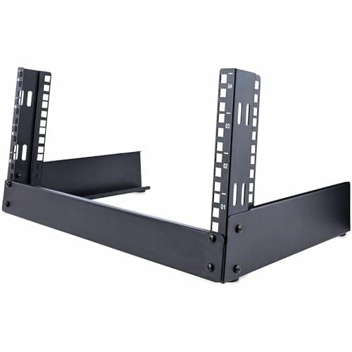 Image of StarTech.com 2-Post 4U Desktop Server Rack, Small Open Frame 19in Computer Rack, Compact Network Rack for AV / Studio / Data / IT Equipment, Free Standing Two-Post Home/Office Rack (RK4OD)