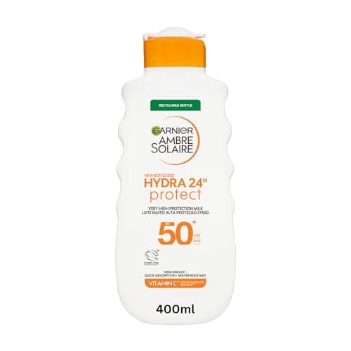 Image of Garnier Ambre Solaire Hydra 24H Protect Lotion SPF50+ 400ml, Up To 24H Hydration With Vitamin E, Non Greasy Fast Absorption, Water Resistant, Cruelty-Free International Approved