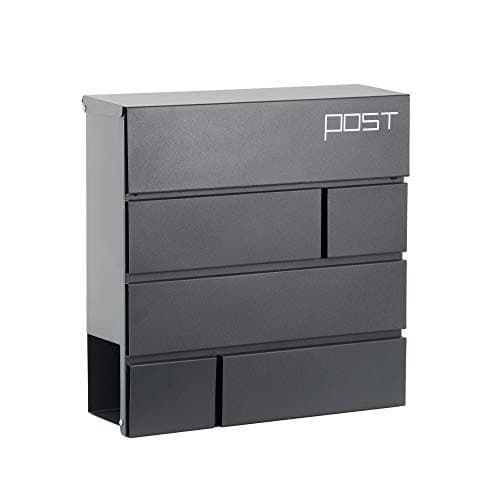 Image of Phoenix Safe Company – MB0122KA Estilo Front Loading Letter Box - Key Lock, 2 Keys Supplied - Weatherproof - Graphite Grey Finish - Secure Lock Box - 3kg