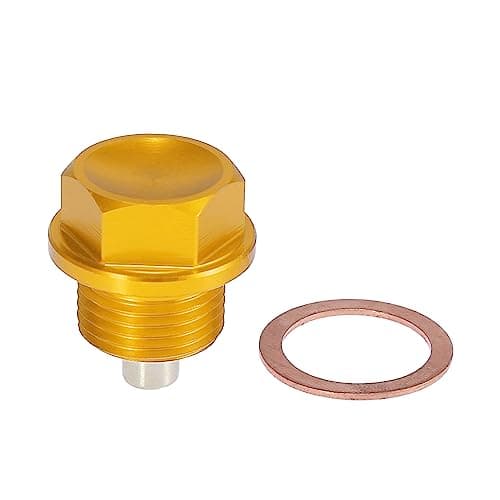 Image of X AUTOHAUX 1 Set M18 x 1.5 Magnetic Oil Drain Plug Sump Drain Nut Oil Drain Bolt Screw with Gasket Gold Tone Universal