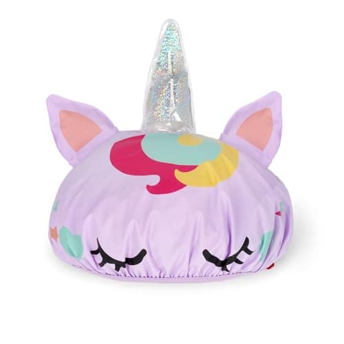 Image of Legami - The Shower Must Go On Shower Cap, Reusable Waterproof, Elastic Edge, One Size, EVA Material, Unicorn Theme