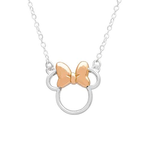 Image of Disney Minnie Mouse Sterling Silver Silhouette Pendant Necklace, 18” chain, Mickey's 90th Birthday Anniversary