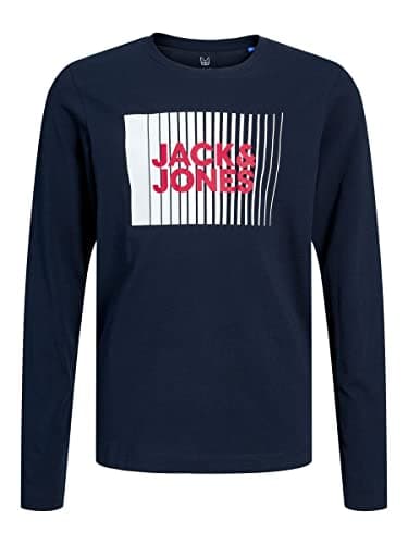 Image of Jack & Jones Junior Boys' JJECORP Logo Tee Play LS O-Neck NOOS JNR T-Shirt, Navy Blazer, 152, Blazer Navy, 12 Years