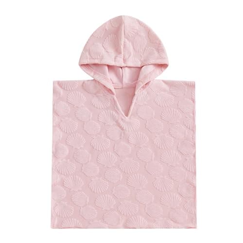 Image of Geagodelia Hooded Swimming Poncho Towels for Kids Toddler Baby Girls Scallop Pattern Terry Towelling Soft Changing Robe Towel Beach Cover Up (Pink, 1-2 Years)