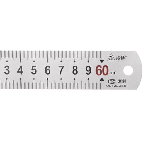 Image of TA-VIGOR Stainless Steel Ruler, 60cm Length Metric Straight Rulers, 1mm Thick Metal Ruler, Precision Measuring Tool with Hanging Hole for School, Office, Sewing, Craft and DIY Use