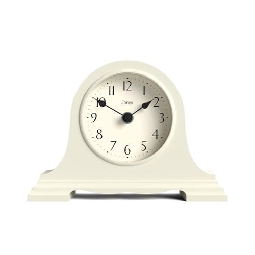 Image of Jones Clocks® Speakeasy small mantel clock | Classic Napoleon’s hat design | Pale Cream | Contemporary classic style for desk, table, shelf or bedside