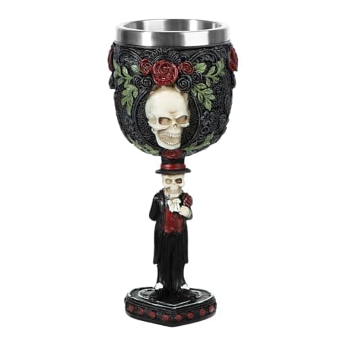 Image of Stainless Steel Skull Wine Goblet Resin Skeletal Beer Cup Gothic Viking Warrior Skull Mug Medieval Drinkware Wineglasses Sacrifice Wine Chalice Cup Whiskey Cocktail Drinking Mug Halloween Bar Decor