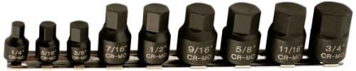 Image of Laser 5666 Low Profile Impact AF Hex Socket Bit Set 1/4"D, 3/8"D 9pc
