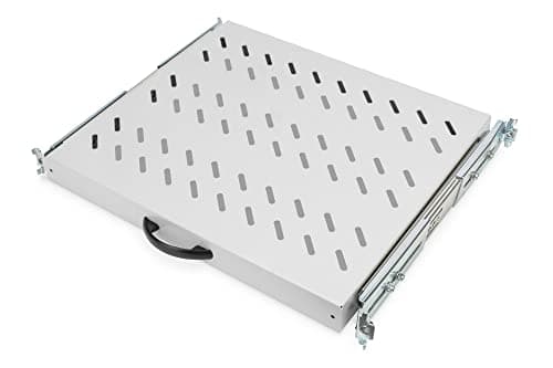 Image of DIGITUS Pull-out shelf - 19-inch - 1U - Front and rear mounting - Load capacity 25 kg - For network and server cabinets - From 600 mm cabinet depth - Grey