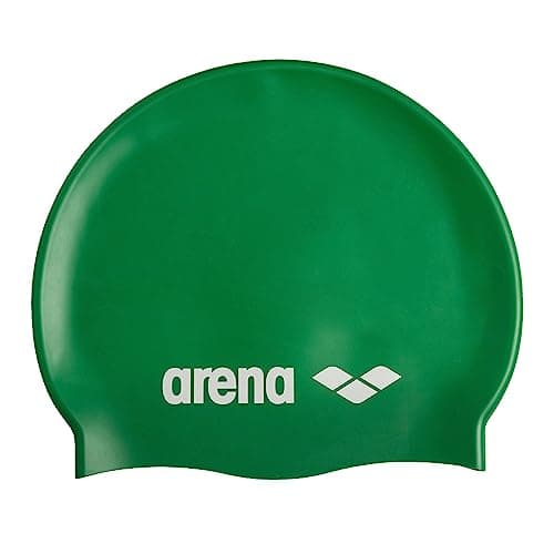 Image of Arena Classic Unisex Soft Silicone Swim Cap for Women and Men, Intensive Training and Racing Comfortable Non-Slip Long Hair Swimming Hat, Green
