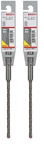 Image of Bosch 2608831008 "SDS Plus-3" Hammer Drill Bit, 0 V, Grey, 6 x 100 x 160 mm (Pack of 2)