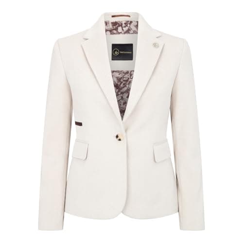 Image of Infinity Leather Women's Cream Tailored Fit Wool Blend Tweed Blazer