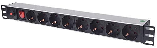 Image of Intellinet 713986 19" 1U Rackmount 8-Output Power Distribution Unit (PDU), With On/Off Switch and Overload Protection, 3 m (10 ft.) Power Cord - German Type