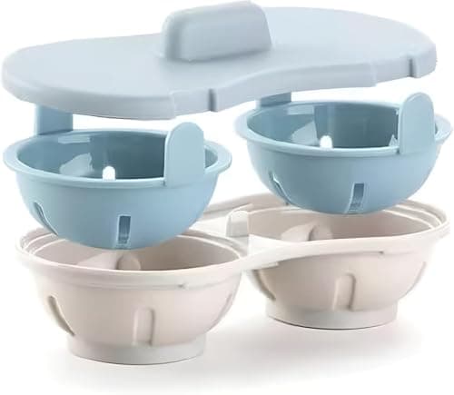Image of CLOVE Eggcellent Microwave Egg Poachers 2 BPA-Free, Dishwasher Safe Egg Boiler Poacher Cups, Microwavable Poached Egg Maker Cooker with Lid and Removable Tray