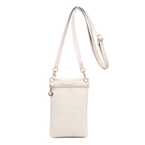 Image of Energather Small Phone Bag, Soft PU Leather Mobile Phone Bags for Women, Mobile Phone Pouch Bag Crossbody Phone Bag (white)
