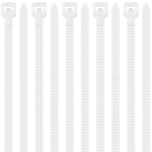 Image of Yaluzibi 1000 pack Cable Ties, 8 inch Zip Ties White, 200 x 3.6mm Nylon Ties 40lbs Tensile Strength with UV Resistant, Plastic Tie Wraps Self Locking Large Heavy Duty Cable Wrap for Indoor and Outdoor