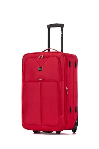 Image of ATX Luggage 26” Medium Suitcase Expandable Durable Lightweight Suitcase with 2 Wheels & Built-in 3 Digit Combination Lock (Red, 79 Liter)