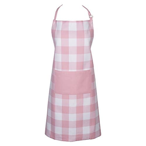 Image of DII Unisex Buffalo Check Kitchen Collection, Classic Farmhouse Chef Apron, One Size, Pink &White