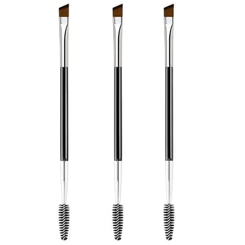 Image of Dual-ended Eye Brow Brush, 3 PCS Angled Eyebrow Brushes and Spoolie Brush, 2 in 1 Eyelash Comb for Eyelash Extension and Eyebrow