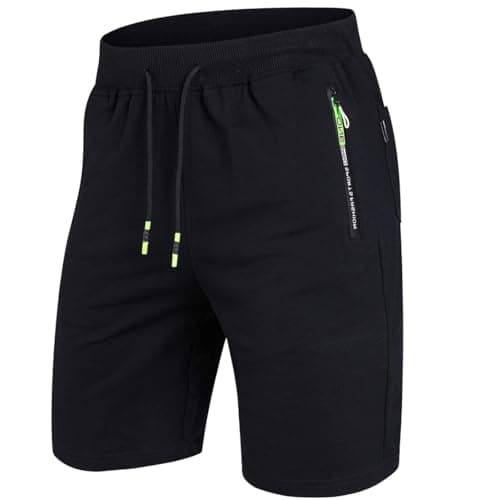 Image of Tansozer Mens Gym Shorts Summer Casual Sports Workout Short Pants with Zip Pockets Black M